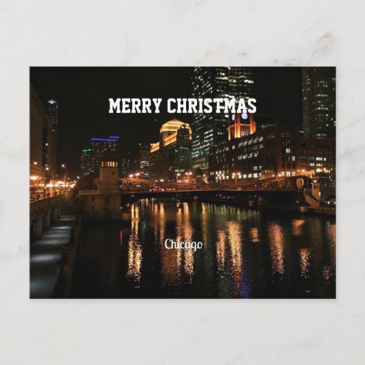 Prettig kerstfeest - Chicago Skyline Feestdagenkaart (Voorkant)
