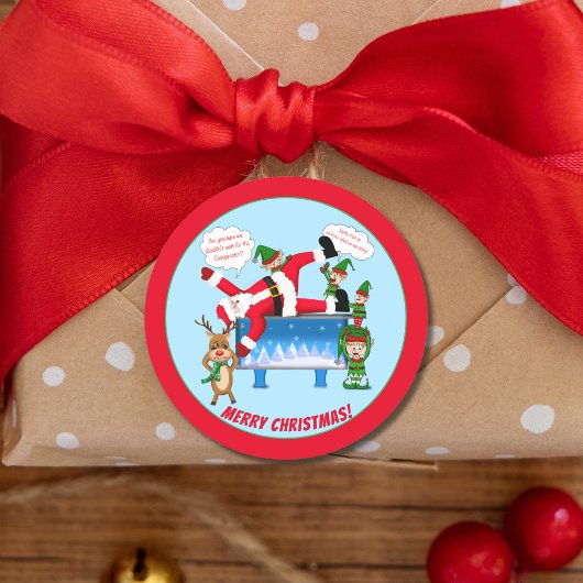 Prettig kerstfeest Chiropractor Kerstman & Elfen C Ronde Sticker