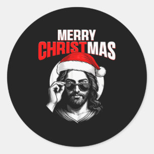 Prettig kerstfeest christelijke Jezus pyjama's Xma Ronde Sticker