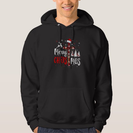 Prettig kerstfeest christenen Buffalo Rode geruite Hoodie (Voorkant)