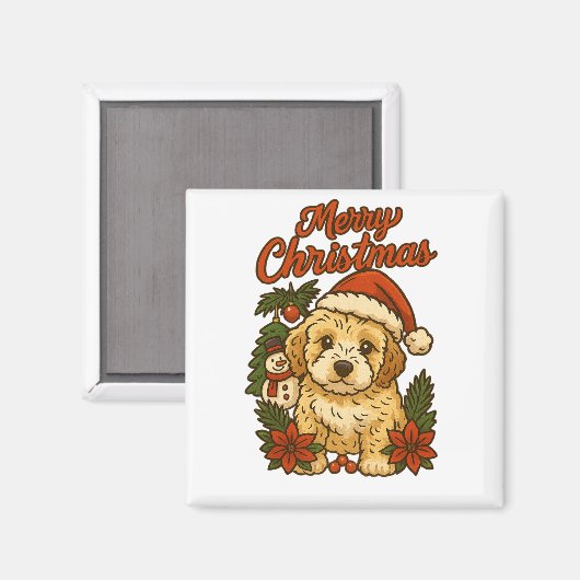 Prettig kerstfeest Cockapoo-magneet Magneet (Voorkant / Achterkant)