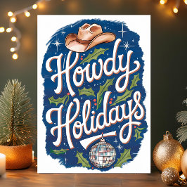 Prettig Kerstfeest Cowboy Disco Bal Kerstmis Feestdagen Kaart