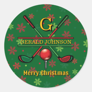 Prettig kerstfeest Custom Golf Vakantie Design Ronde Sticker