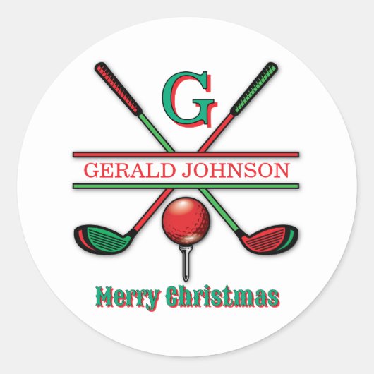 Prettig kerstfeest Custom Golf Vakantieontwerp Ronde Sticker (Voorkant)