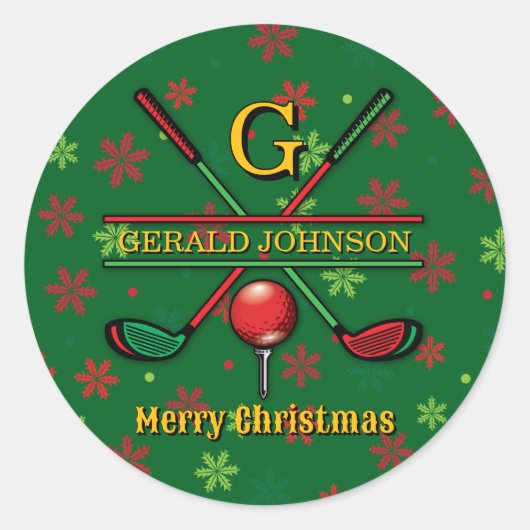 Prettig kerstfeest Custom Golf Vakantieontwerp Ronde Sticker (Voorkant)