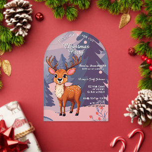 Prettig kerstfeest Cute Cartoon Rendier in de wint Acryl Uitnodigingen