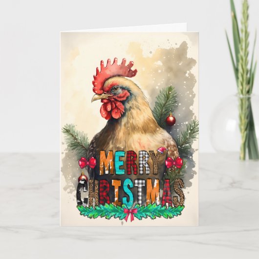 Prettig kerstfeest Cute Chicken Kaart (Voorkant)
