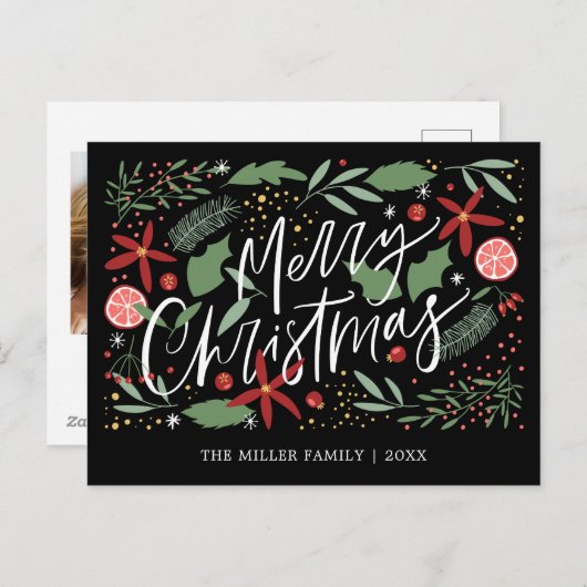 Prettig kerstfeest Cute Doodle Vakantie Feestdagenkaart (Voorkant / Achterkant)