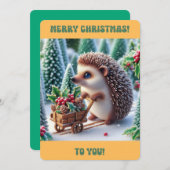 PRETTIG KERSTFEEST Cute Egel Platte Kerstkaart (Voorkant / Achterkant)