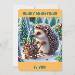 PRETTIG KERSTFEEST Cute Egel Platte Kerstkaart