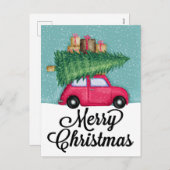 PRETTIG KERSTFEEST | Cute Kerstvakantie Auto Feestdagenkaart (Voorkant / Achterkant)