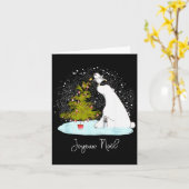 Prettig kerstfeest - Cute Lar Beer Pinguïn Kerstmi Kaart (Gele Bloem)