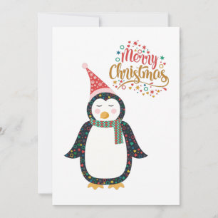 Prettig kerstfeest Cute Pinguïn Feestdagenkaart