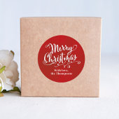 Prettig kerstfeest Cute Rode Schrift Custom Ronde Sticker