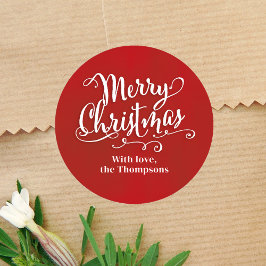 Prettig kerstfeest Cute Rode Schrift Custom Ronde Sticker