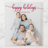 Prettig Kerstfeest Cute Rode Script Kerstmis Wijn Etiket (Enkel label)