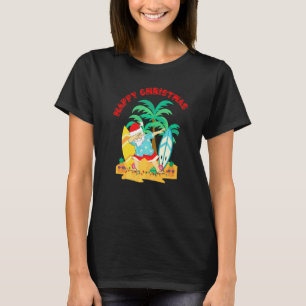 Prettig kerstfeest Dabbing Kerstman Surfplank Op T T-shirt