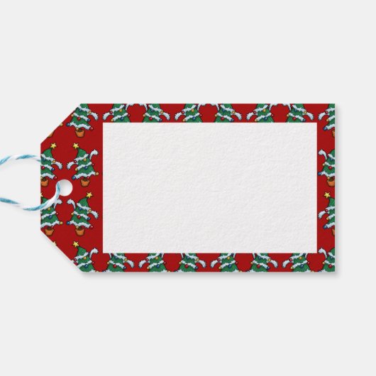 Prettig kerstfeest! Dansende Kerstbomen Patroon Cadeaulabel (Achterkant Horizontaal)
