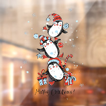 Prettig kerstfeest Dansende Pinguïns Sneeuwvlokken