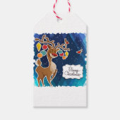 Prettig kerstfeest dansende rendieren cadeaulabel (Voorkant)
