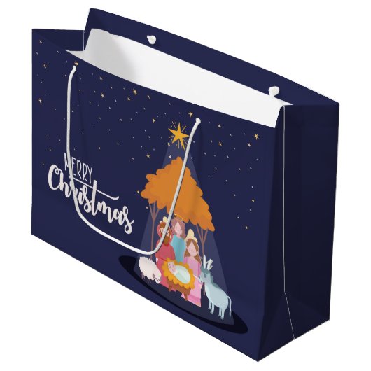 Prettig kerstfeest De geboorte van Christus Groot Cadeauzakje (Voorkant Gekanteld)