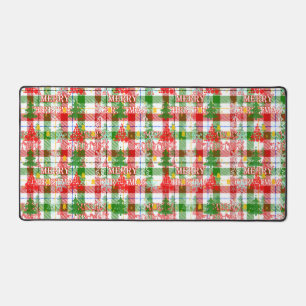 Prettig kerstfeest decoratieve geruite tartan bureaumat