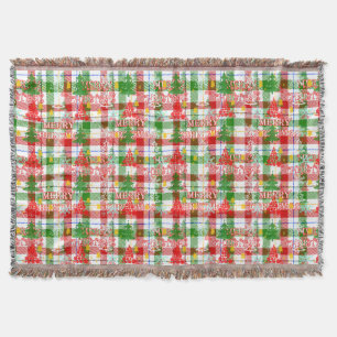 Prettig kerstfeest decoratieve geruite tartan deken