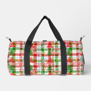 Prettig kerstfeest decoratieve geruite tartan plunjezak