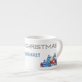 Prettig Kerstfeest, decoratieve naam op waterverf Espresso Kop (Voorkant rechts)
