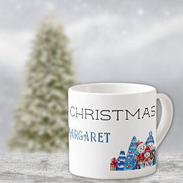 Prettig Kerstfeest, decoratieve naam op waterverf  Espresso Kop