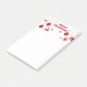 Prettig kerstfeest, decoratieve rode tekst, post-it® notes (Schuin)