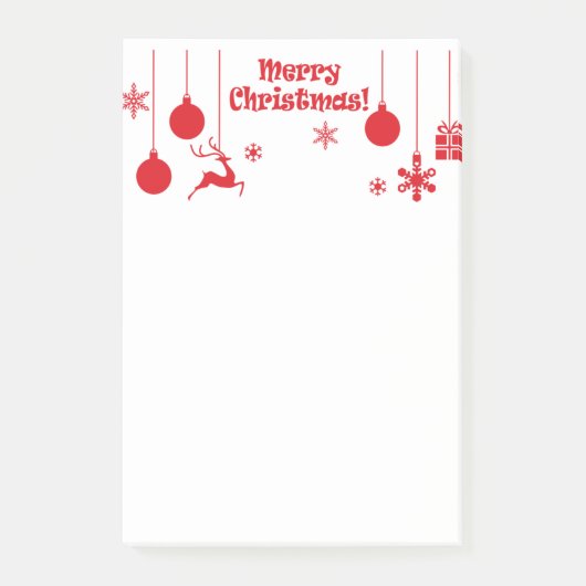Prettig kerstfeest, decoratieve rode tekst, post-it® notes (Voorkant)