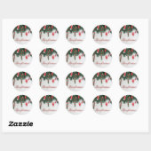 Prettig kerstfeest,Dennenboom,Kerststok Ronde Sticker (Vel)