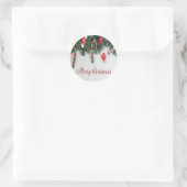 Prettig kerstfeest,Dennenboom,Kerststok Ronde Sticker (Tas)