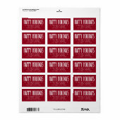 Prettig kerstfeest diep rode retouradres etiket (Full Sheet)