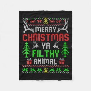 Prettig kerstfeest Dier Vies Kerst Familie Pyjama Fleece Deken