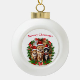 Prettig kerstfeest Dieren Keramische Bal Ornament