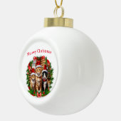 Prettig kerstfeest Dieren Keramische Bal Ornament (Rechts)