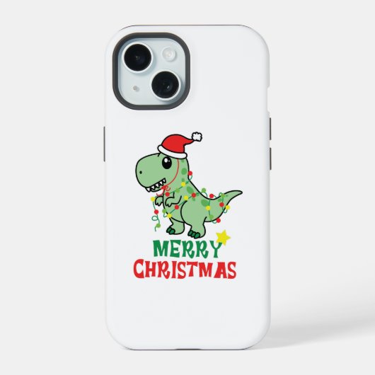 prettig kerstfeest dinosaurus iPhone 15 case (Achterkant)