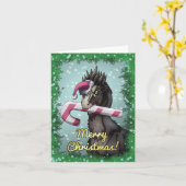 Prettig kerstfeest dinosaurus  kaart (Gele Bloem)