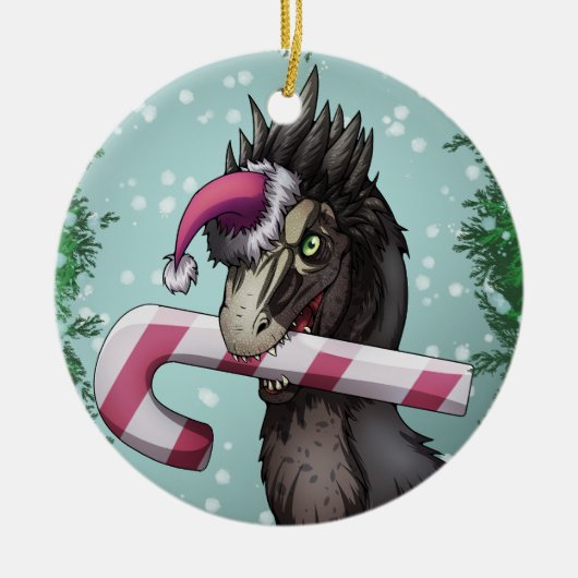 Prettig kerstfeest Dinosaurus  Keramisch Ornament (Voorkant)