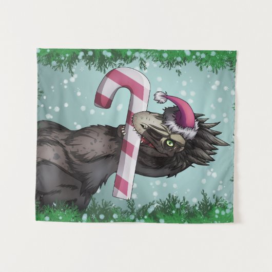 Prettig kerstfeest Dinosaurus Wandkleed (Voorkant (horizontaal))