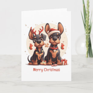 Prettig kerstfeest Dobermann honden Feestdagen Kaart