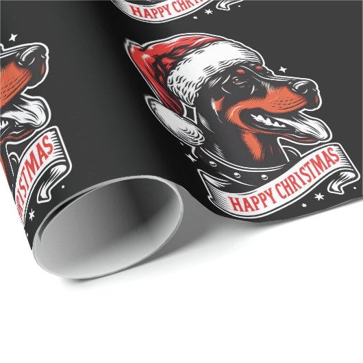 Prettig kerstfeest - Dobermann Kerstman Hoed Grapp Cadeaupapier (Rol Hoek)