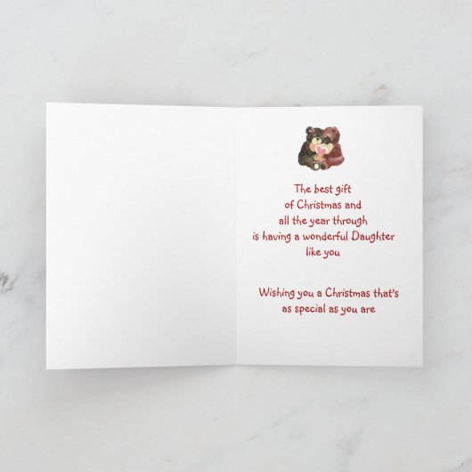 Prettig kerstfeest Dochter Beste Cadeau Knuffel Be Feestdagen Kaart (Binnen)