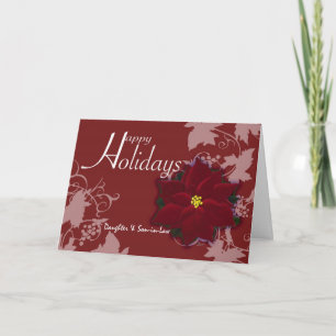 Prettig Kerstfeest Dochter & Schoonzoon Poinsettia Feestdagen Kaart