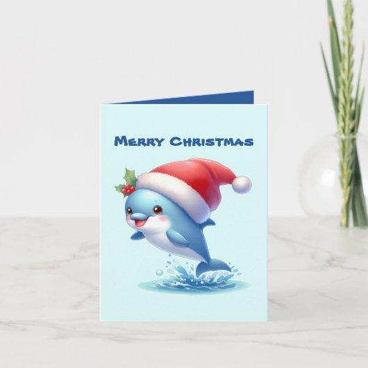 Prettig kerstfeest dolfijn voeg bericht toe feestdagen kaart (Voorkant)