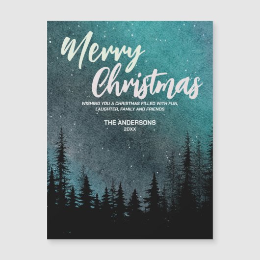 Prettig kerstfeest Donkere Nacht lucht pijnboom bo (Voorkant)