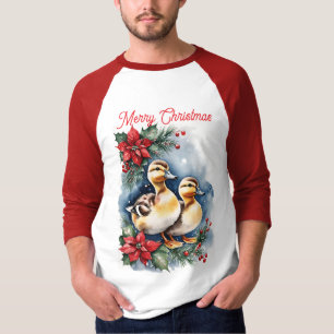 Prettig kerstfeest donzige baby eendjes t-shirt