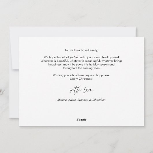 Prettig Kerstfeest, Downloadbare familie foto Feestdagenkaart (Achterkant)